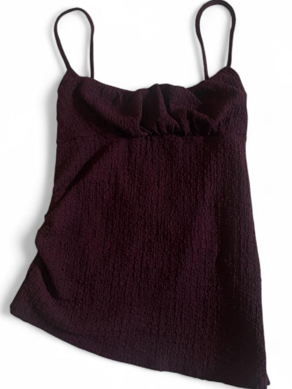 Burgundy textured spaghetti strap top